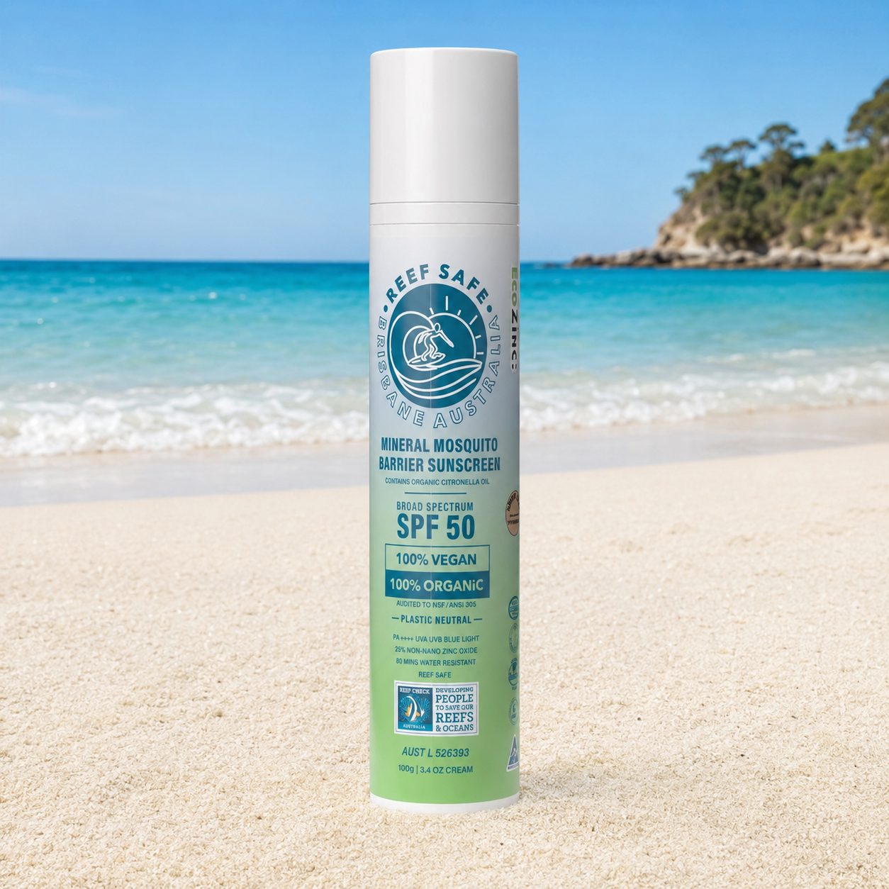 Reef Safe Zinc Mineral Mosquito Barrier Sunscreen SPF50 100g