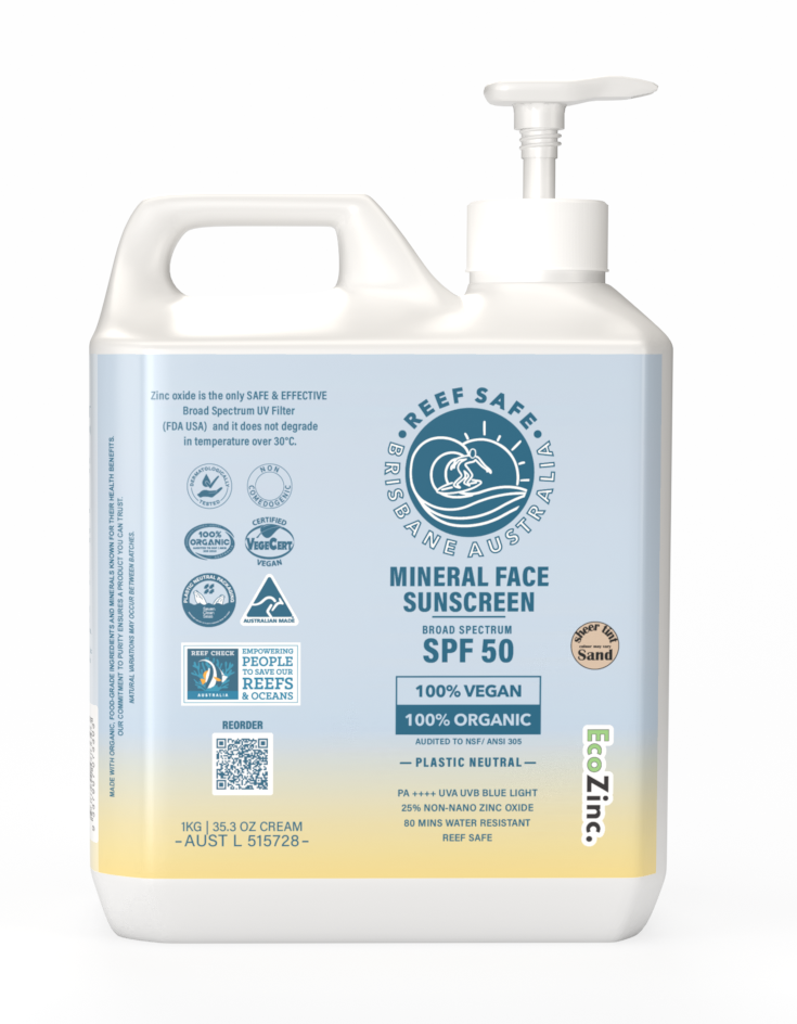 Reef Safe Zinc Mineral Face Sunscreen SPF50 1kg